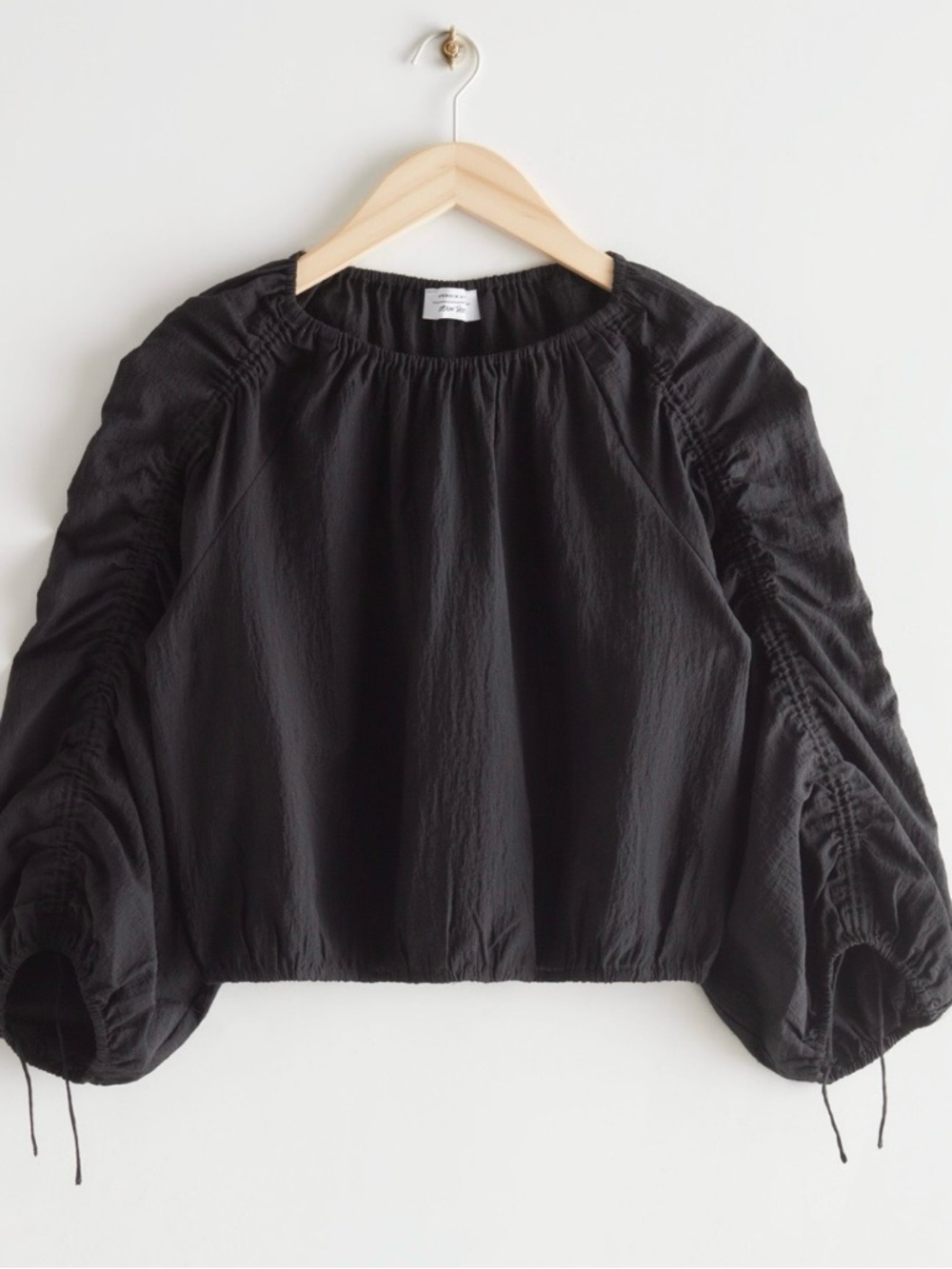 & other stories | gathered/drawcord detail top black